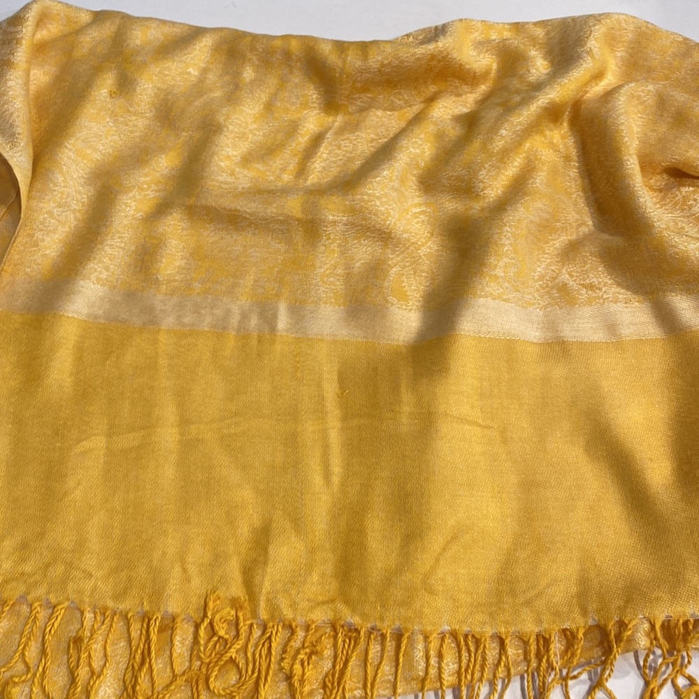 Pashmina scarf golden yellow 70% pashmina 30% silk 72” by 28” & fringes